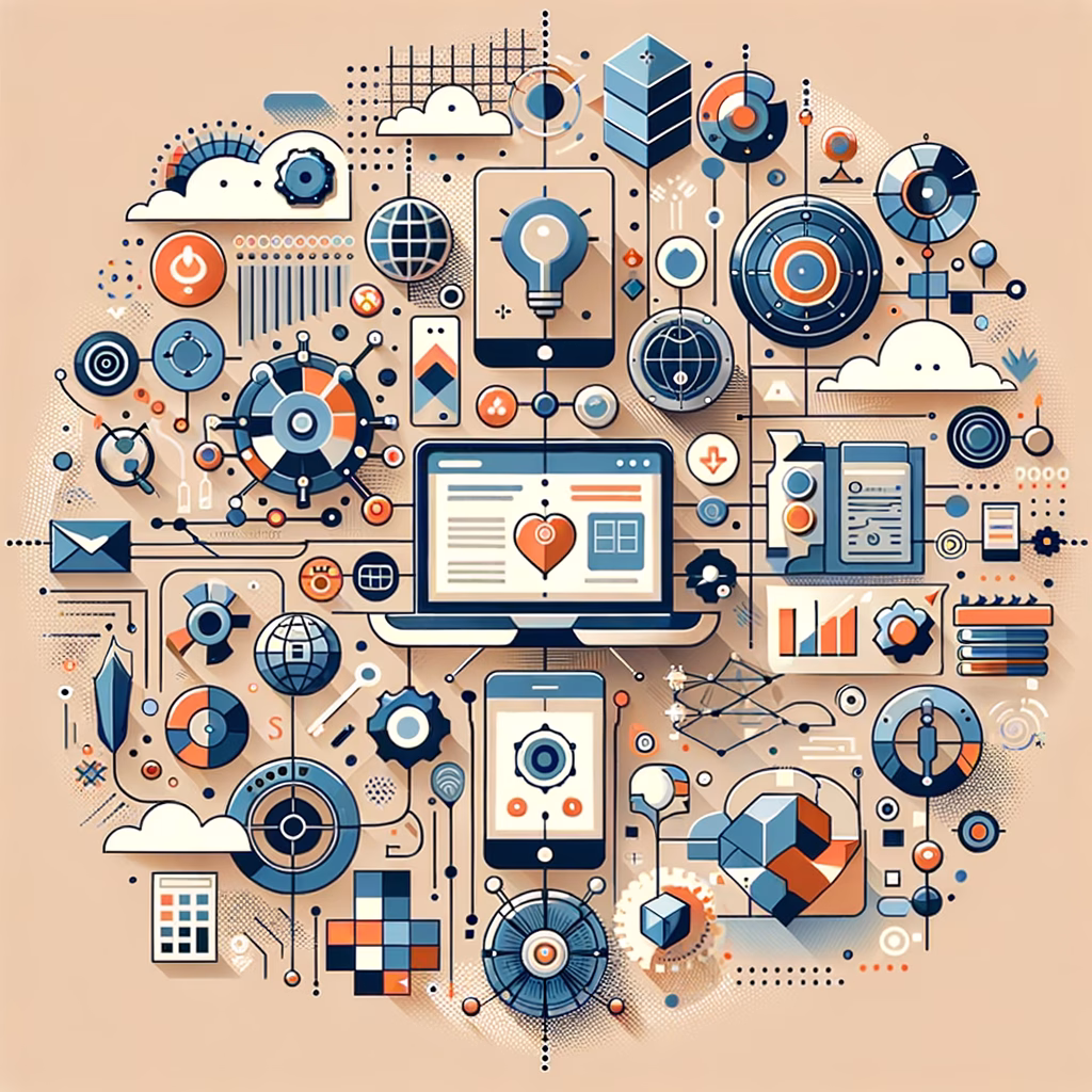 A computer screen displaying web code and design tools representing web development basics