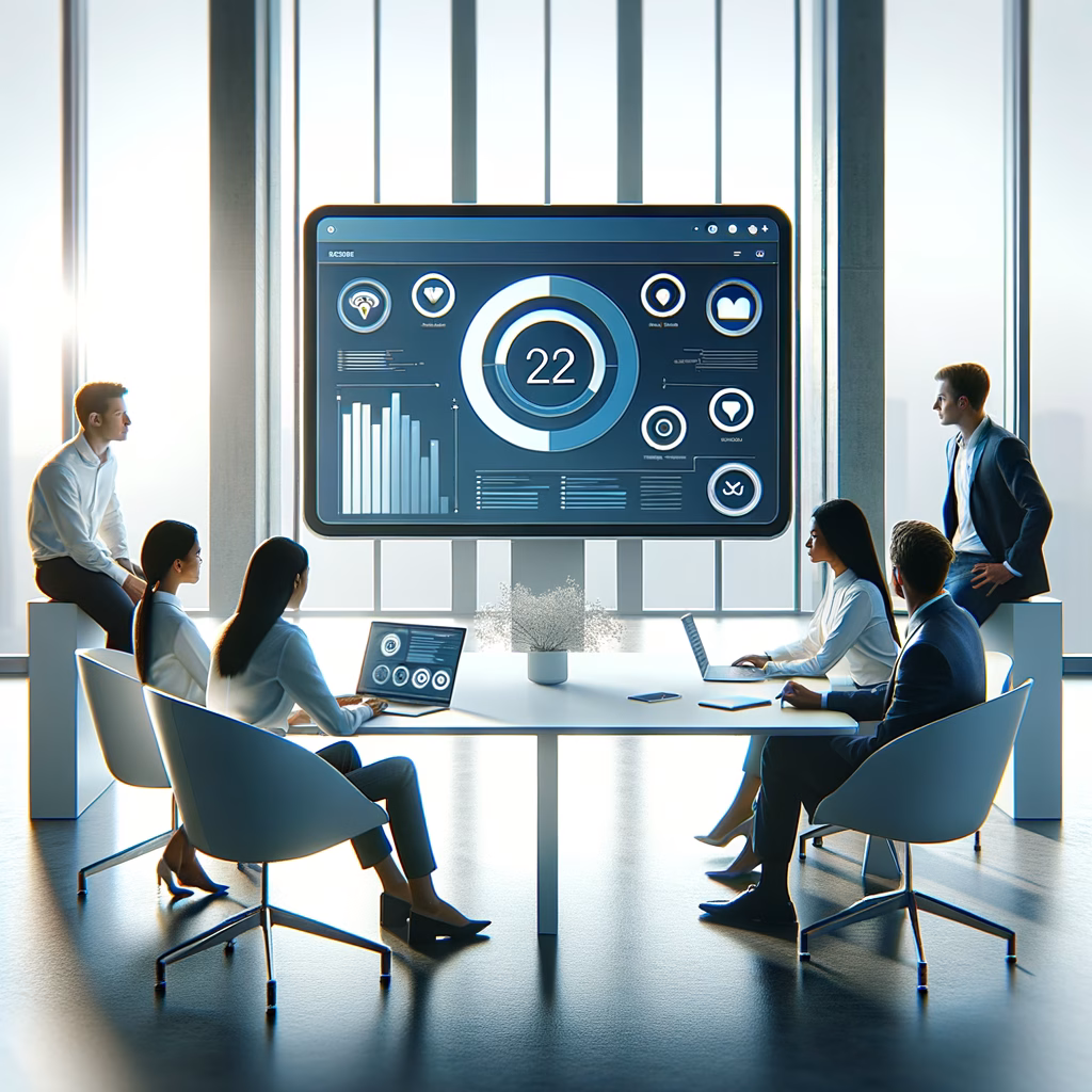 User navigating a CRM software interface on a laptop to manage sales and customer data