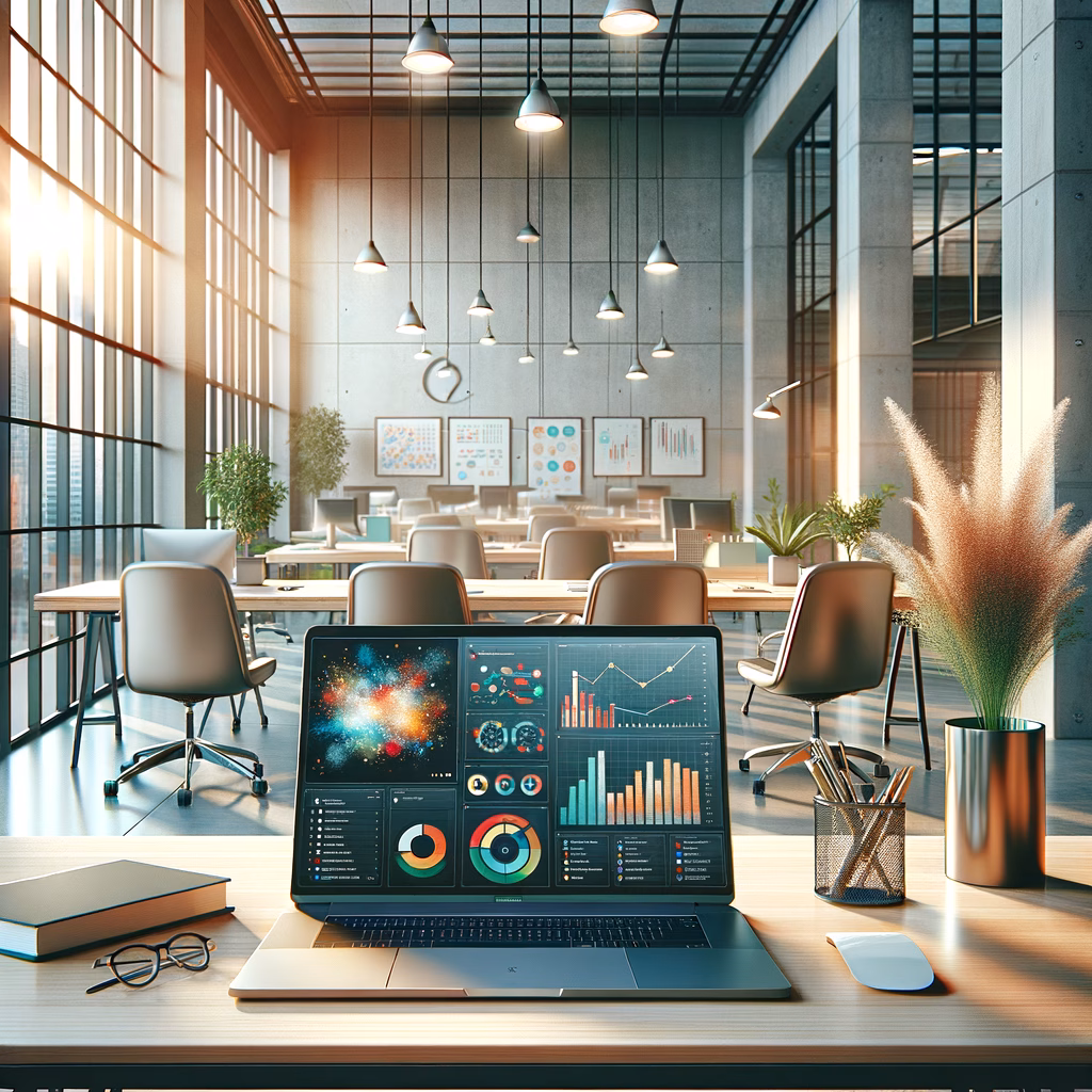 Illustration of various open source CRM software icons displayed on a digital screen