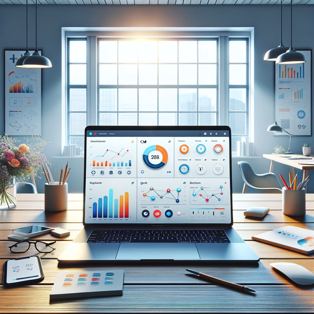 Illustration of open source CRM software on multiple devices