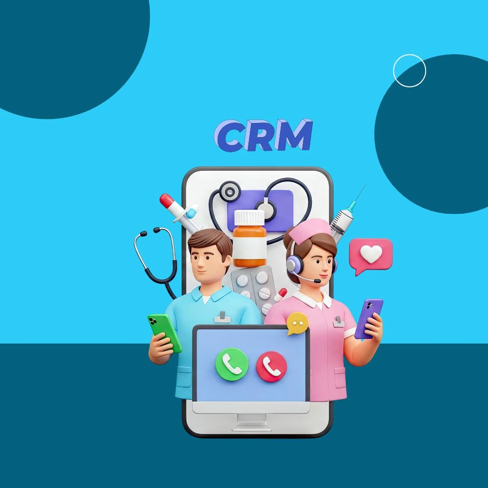 Healthcare CRM system dashboard showing secure patient data management and personalized communication tools for improved patient engagement and compliance