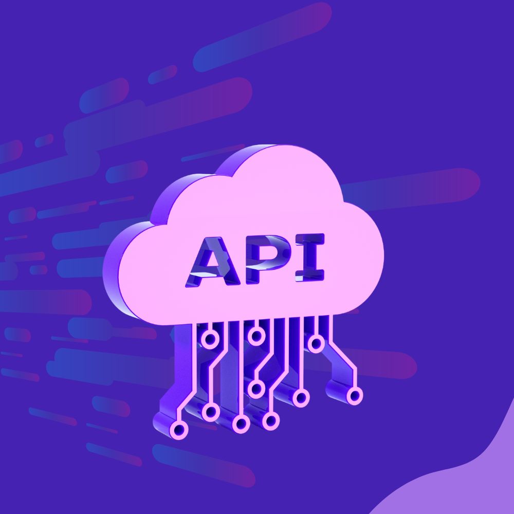 API integration showing connected systems, data flow, and business applications