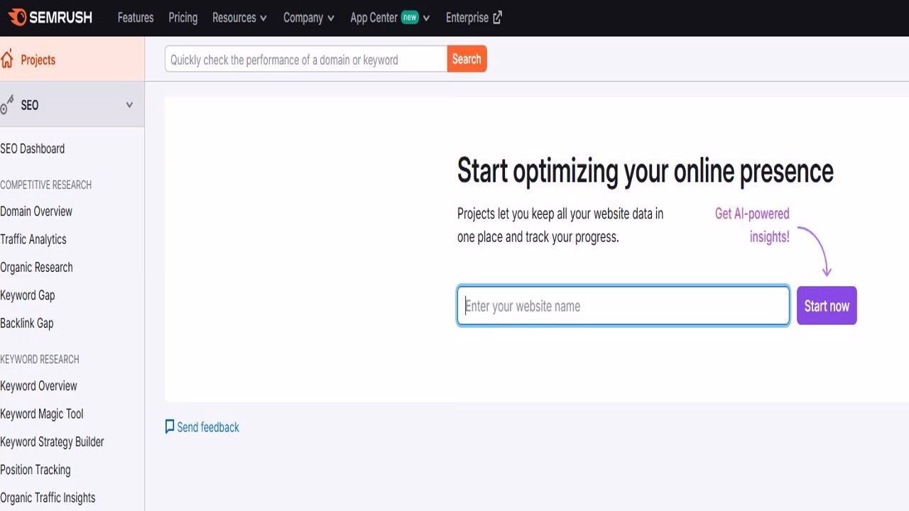 Image highlighting SEMrush dashboard Futurecept | Blogs Dashboard of Semrush a Keyword Research Tool