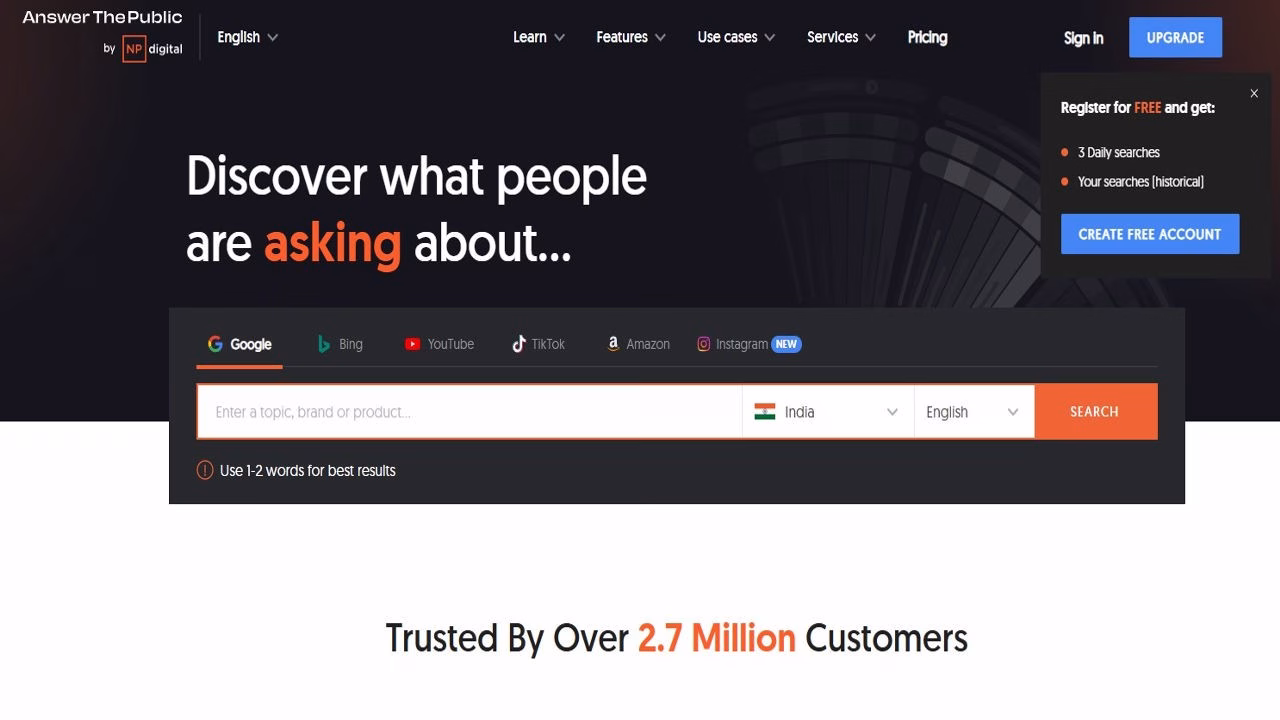 Image highlighting answer the public home page Futurecept | Blogs Home Page of Answer the Public