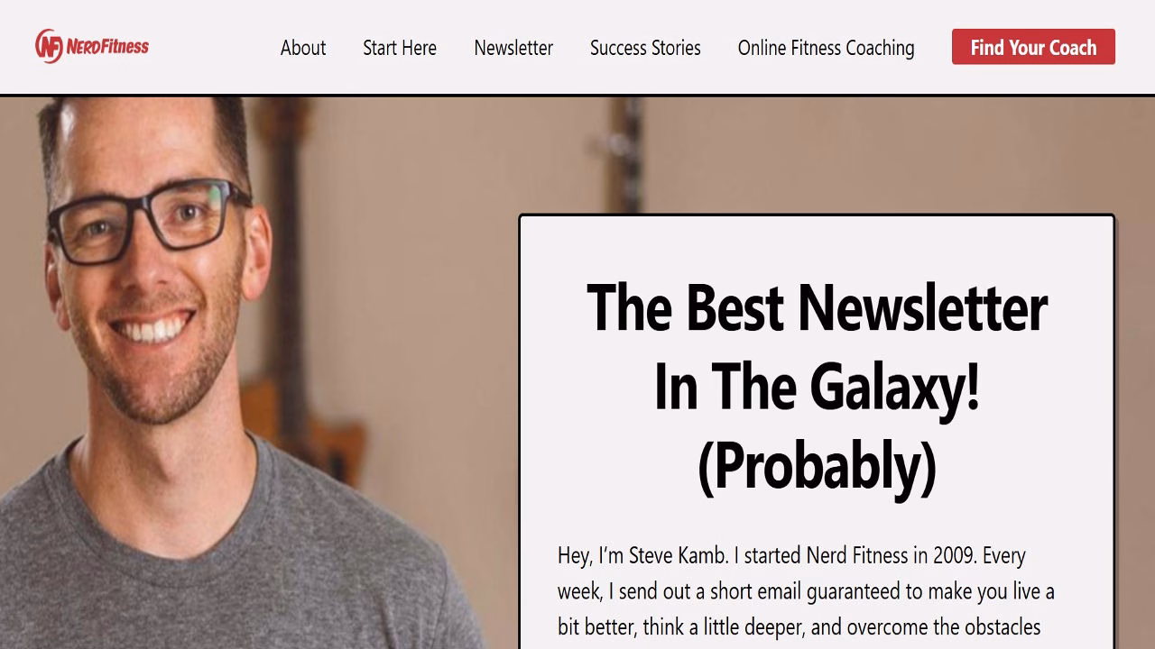 Screenshot or Illustration of Nerdfitness Blog Covering Health Fitness and Workout Tips