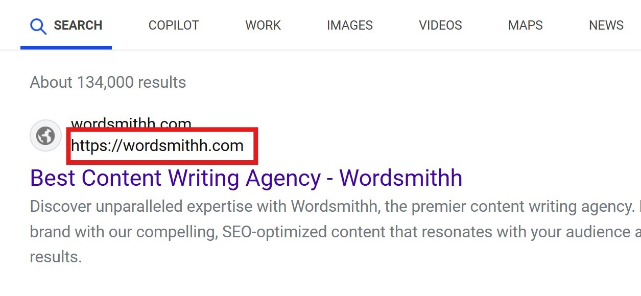 Example of Url on Google
