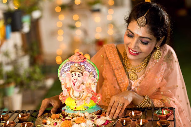 Best Happy Ganesh Chaturthi Wishes to Share with Loved Ones Futurecept | Blogs Happy Ganesh Chaturthi Wishes with Festive Decoration and Lord Ganesha Idol