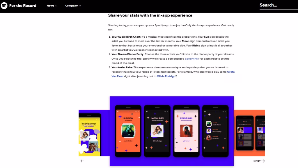 Spotify Only You Campaign Featuring Personalized Astrology style Music Data